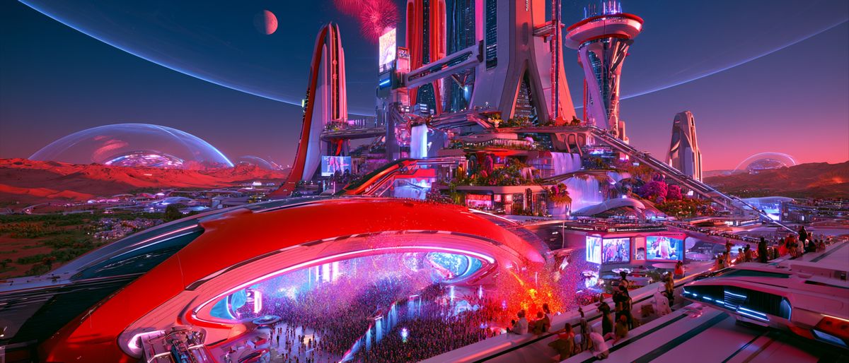 Oasis II, capital of the Solar Alliance, on Mars